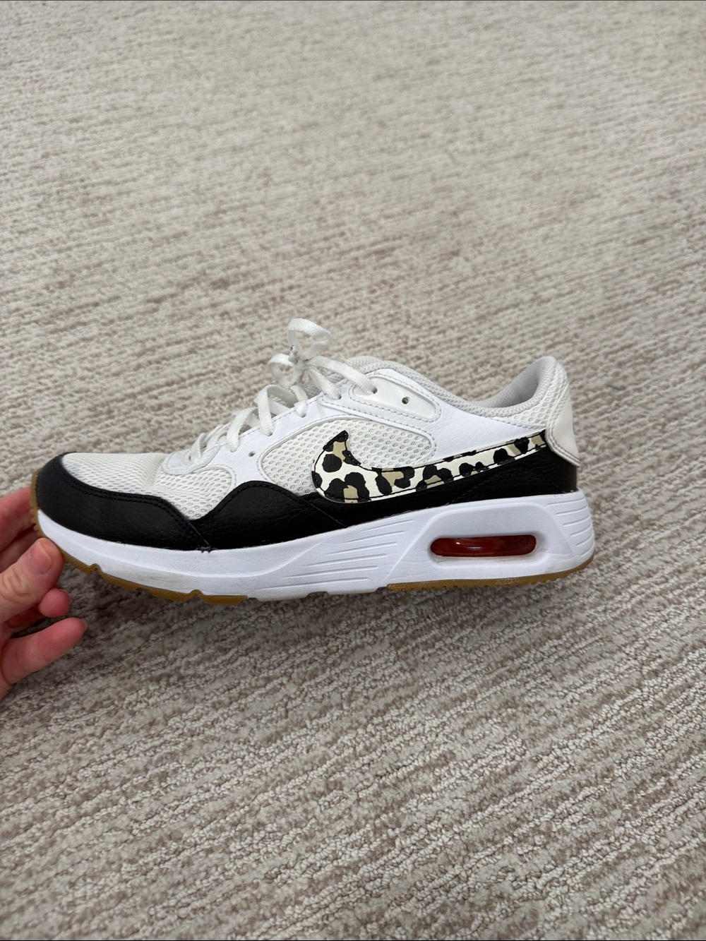Nike White Black Leopard AirMax Women's Athletic Shoes